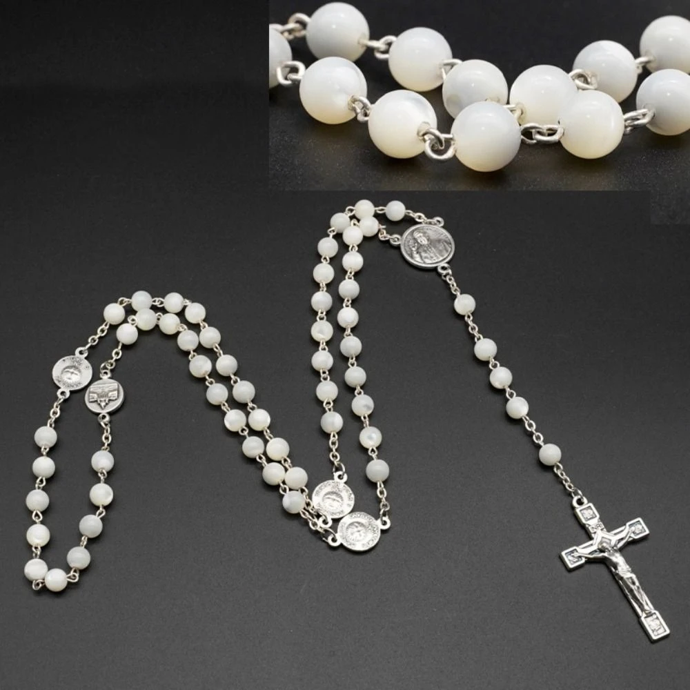 Italian Style Pearl Rosary Necklace Four Major Basilicas Mother-of-pearl Rose Cross Rosary Necklace Blessing Franciscan
Italian Style Pearl Rosary Necklace Four Major Basilicas Mother-of-pearl Rose Cross Rosary Necklace Blessing Franciscan