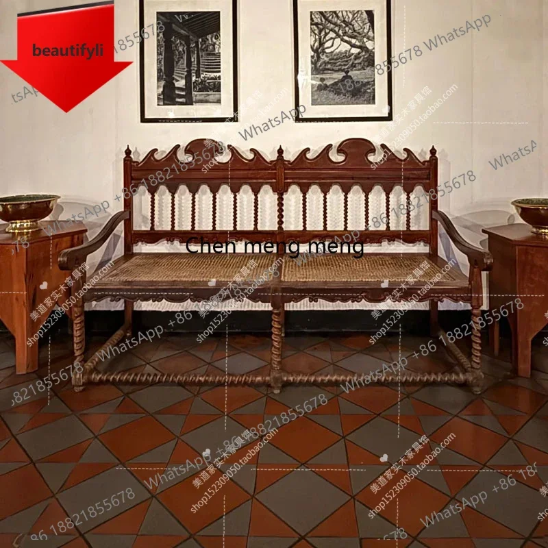 Q181 French retro solid wood double three-person sofa chair medieval old carved hollow striped bed and breakfast bench
Q181 French retro solid wood double three-person sofa chair medieval old carved hollow striped bed and breakfast bench