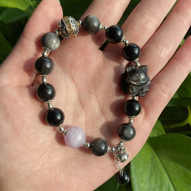 Natural Obsidian Bracelet for Men and Women, Crystal Bracelet, Fox Reiki, Energy Jewelry, Healing Jewelry, Gold Color, 1Pc
Natural Obsidian Bracelet for Men and Women, Crystal Bracelet, Fox Reiki, Energy Jewelry, Healing Jewelry, Gold Color, 1Pc