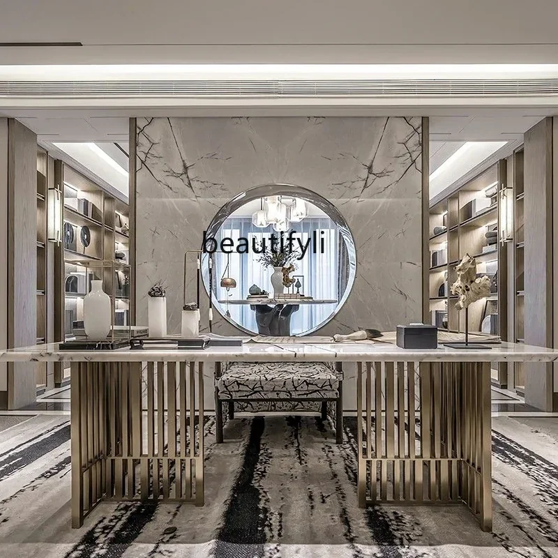 6239Light luxury rectangular marble dining table living room stainless steel dining table villa dining table6239
6239Light luxury rectangular marble dining table living room stainless steel dining table villa dining table6239
