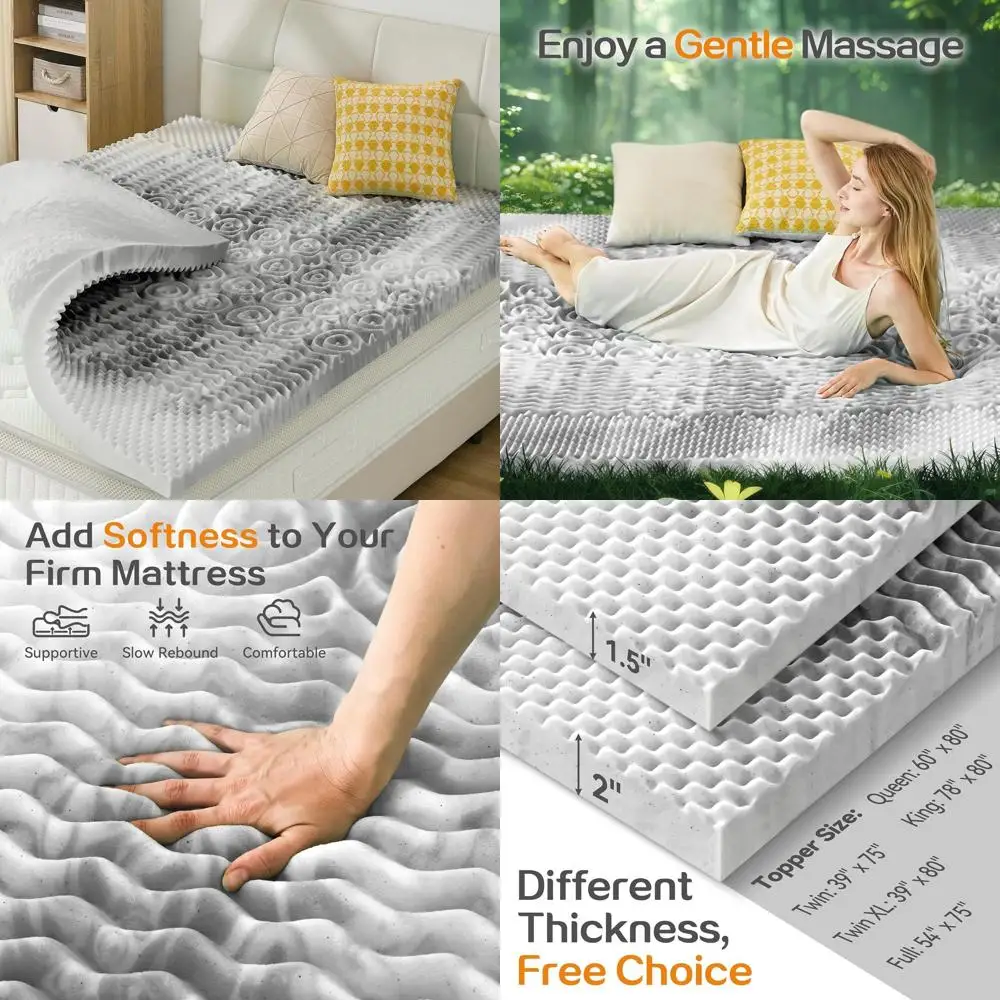5-Zone Memory Foam Mattress Topper, Pressure Relieving, 2 Inch Thick, Full Size, Gray
5-Zone Memory Foam Mattress Topper, Pressure Relieving, 2 Inch Thick, Full Size, Gray