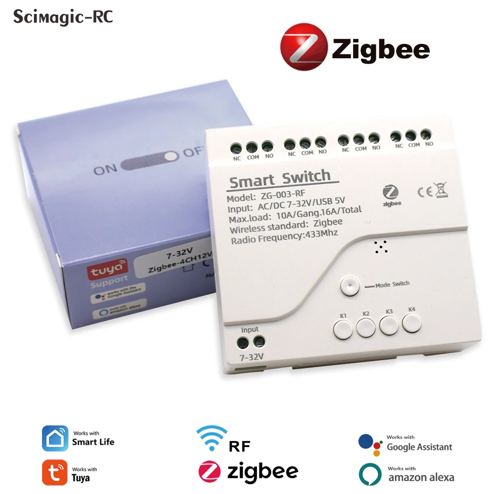 Модуль смарт-выключателя Zigbee, 10 А реле RF433, контроллер для двигателя постоянного тока и двигателя переменного тока, работает с Alexa Google Assistant Tuya Smart Life
Модуль смарт-выключателя Zigbee, 10 А реле RF433, контроллер для двигателя постоянного тока и двигателя переменного тока, работает с Alexa Google Assistant Tuya Smart Life