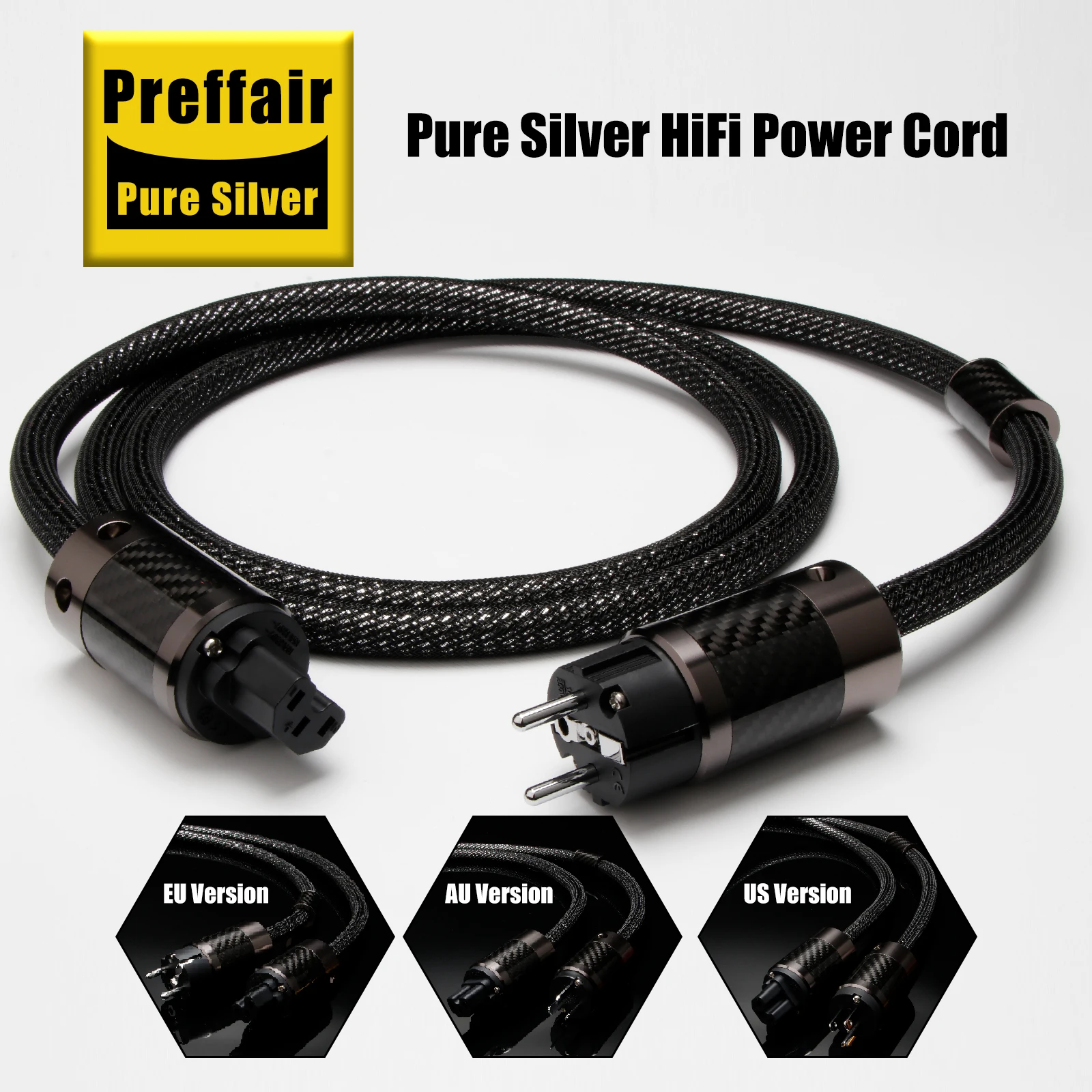 Preffair High-End D542 Pure Silver AC Power Cable Rhodium Plated Carbon Fiber Connector EU/US/AU Plug for Audiophile System
Preffair High-End D542 Pure Silver AC Power Cable Rhodium Plated Carbon Fiber Connector EU/US/AU Plug for Audiophile System