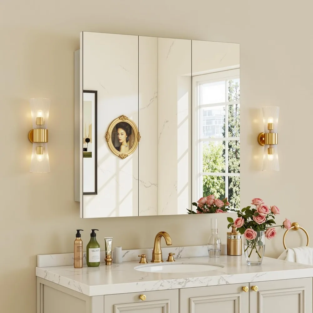 24x24 Inch Medicine Cabinet with Mirror, Wall Mounted Bathroom Mirror Cabinet, Wooden Medicine Cabinet Mirror
24x24 Inch Medicine Cabinet with Mirror, Wall Mounted Bathroom Mirror Cabinet, Wooden Medicine Cabinet Mirror