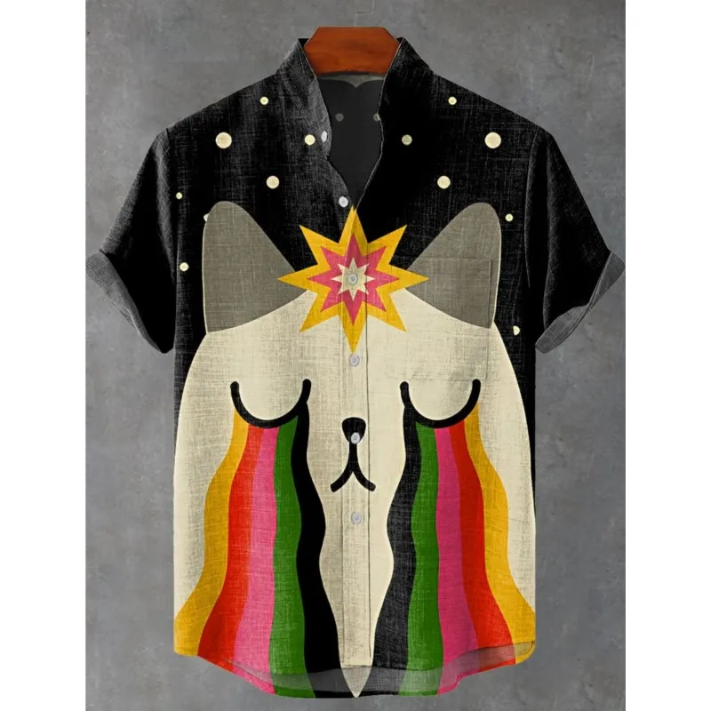 2025 Men's Summer Fashion Art Cartoon Cute Cat Pattern Printed Linen Short Sleeve Shirt Casual Comfortable Button Top
2025 Men's Summer Fashion Art Cartoon Cute Cat Pattern Printed Linen Short Sleeve Shirt Casual Comfortable Button Top