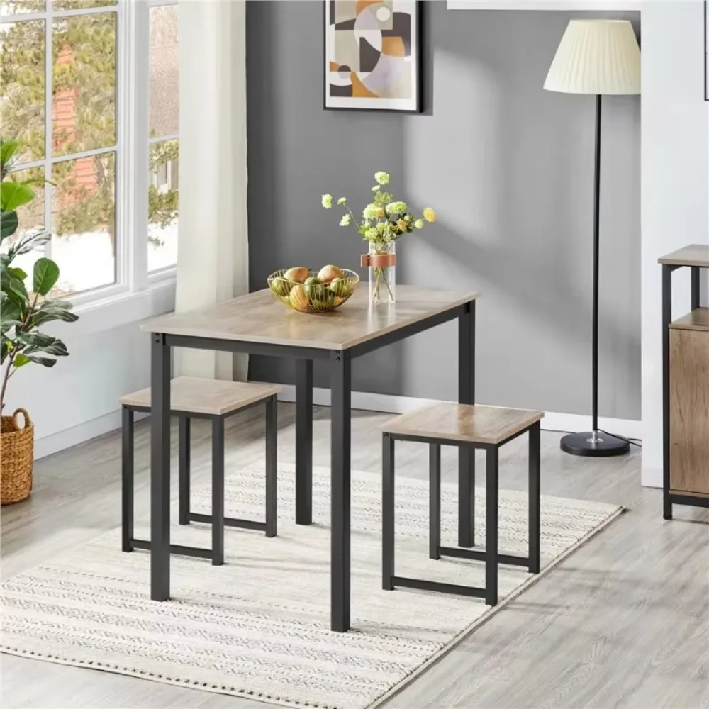 3-Piece Dining Set with Industrial Table and 2 Backless Chairs, living room set furniture
3-Piece Dining Set with Industrial Table and 2 Backless Chairs, living room set furniture