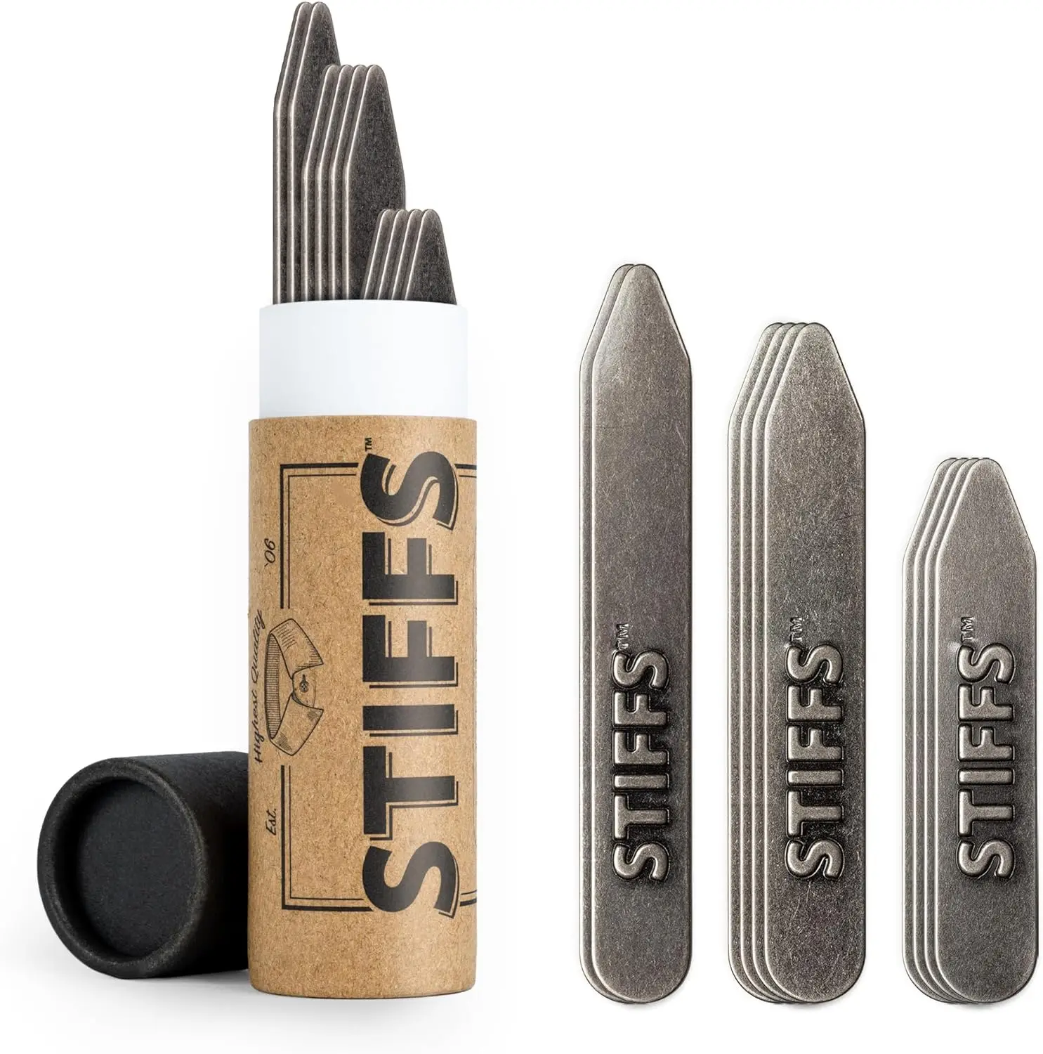Non-Magnetic Brass Collar Stays for Dress Shirts | Assorted 5 Pack (2.0, 2.5, 2.75 Inch)
Non-Magnetic Brass Collar Stays for Dress Shirts | Assorted 5 Pack (2.0, 2.5, 2.75 Inch)