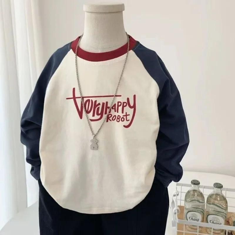 Autumn Thin Long Sleeves Pullover Tops Children Simple Loose Undershirt Boys Cotton Fashion Patchwork Letter Bottoming T-Shirts
Autumn Thin Long Sleeves Pullover Tops Children Simple Loose Undershirt Boys Cotton Fashion Patchwork Letter Bottoming T-Shirts