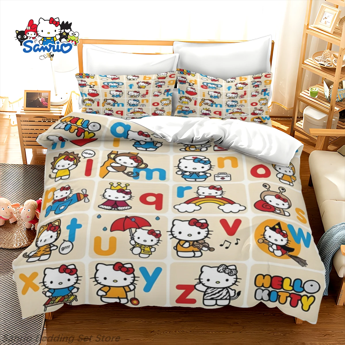 Sanrio Hello Kitty Bedding Set Kawaii Anime Duvet Cover with 2 Pillowcases for Girls Kids Room Decor Birthday Gift
Sanrio Hello Kitty Bedding Set Kawaii Anime Duvet Cover with 2 Pillowcases for Girls Kids Room Decor Birthday Gift