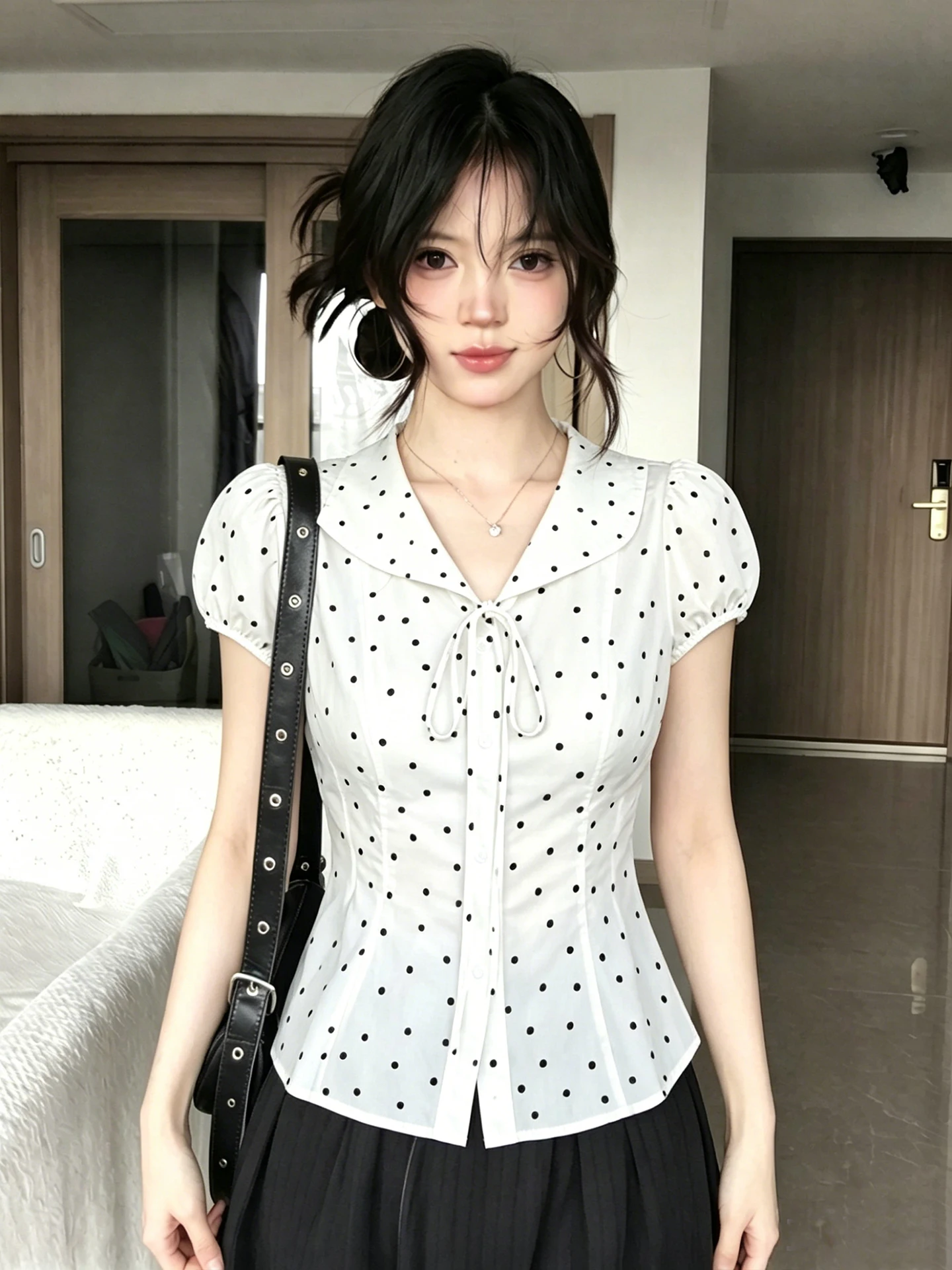 plus Size Polka Dot V Neck Tie Waist Short Sleeve Shirt Women Summer 2026 New Style Slimming Top Korean Style Fashionable
plus Size Polka Dot V Neck Tie Waist Short Sleeve Shirt Women Summer 2026 New Style Slimming Top Korean Style Fashionable
