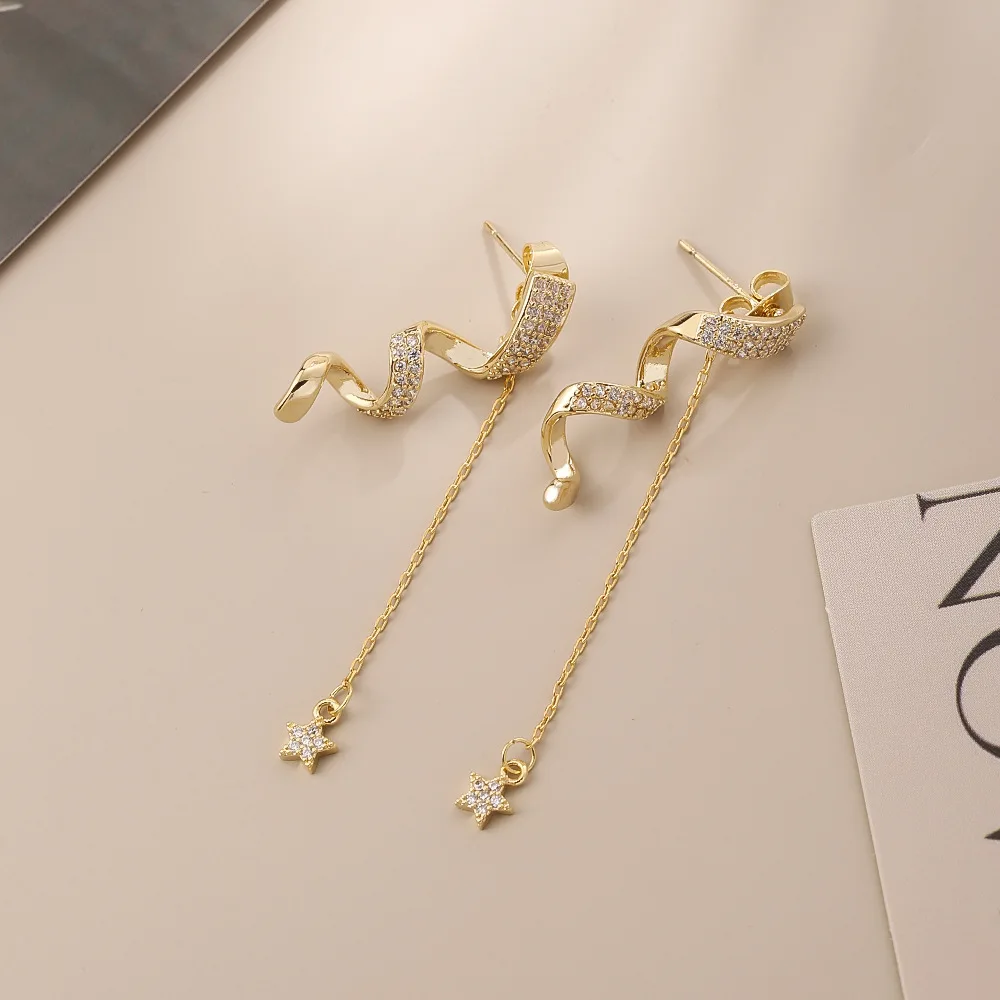 Tassel Star Earrings Niche Light Luxury Spiral Diamond Tassel Long Earrings Look Slimming Fashionable Silver Needle Earrings
Tassel Star Earrings Niche Light Luxury Spiral Diamond Tassel Long Earrings Look Slimming Fashionable Silver Needle Earrings