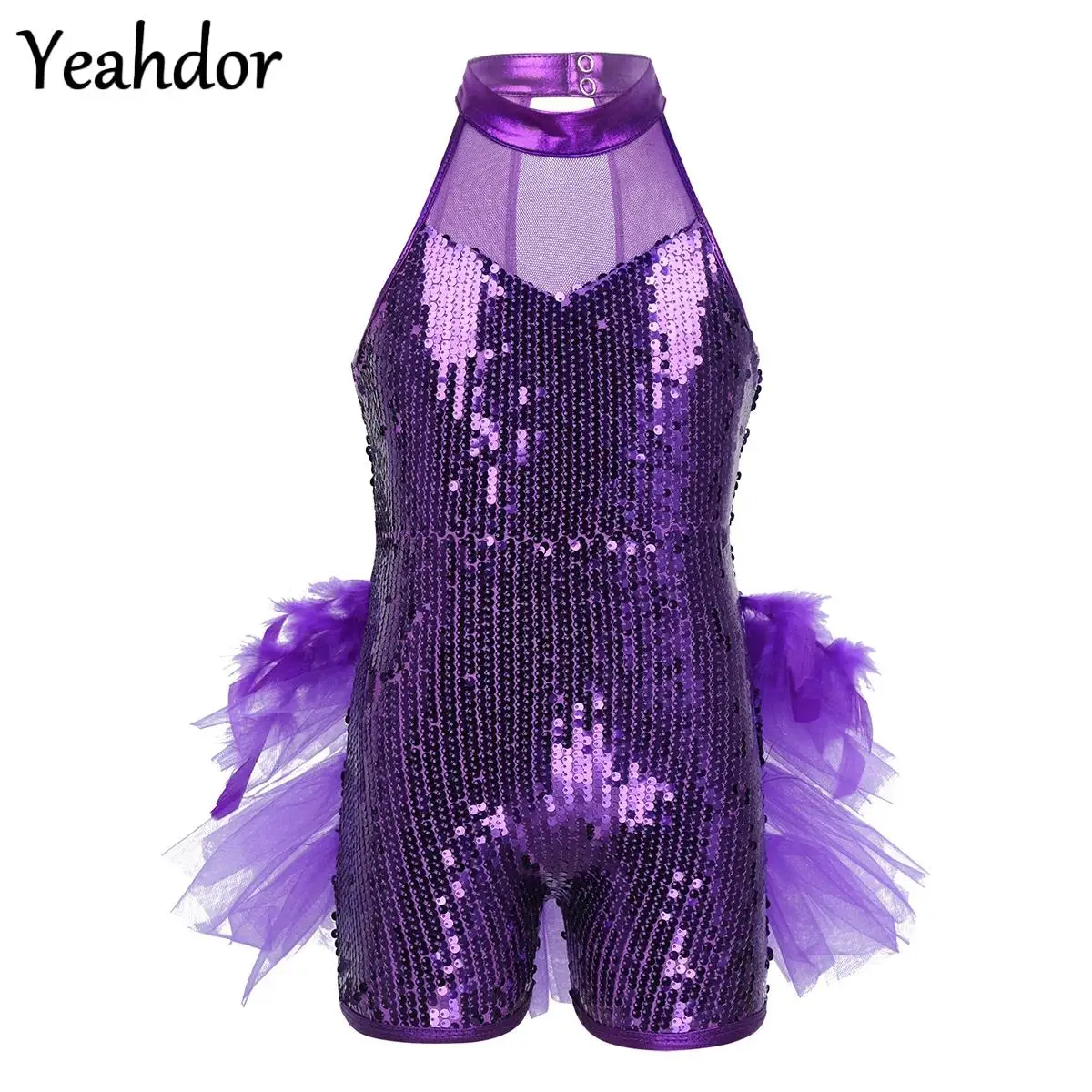 Girls Shiny Sequin Dance Jumpsuit Sleeveless Latin Ballet Jazz Dance Leotard Feather Tutu Bodysuit Gymnastics Shorty Unitards
Girls Shiny Sequin Dance Jumpsuit Sleeveless Latin Ballet Jazz Dance Leotard Feather Tutu Bodysuit Gymnastics Shorty Unitards