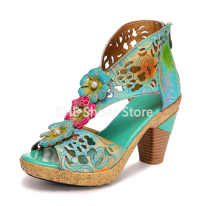 Women Romantic 3D Flowers Decor Sandals Fashion Mixed Color Hollow Out Zipper Shoes Retro Totem Print Hight Heels Ladies Pumps
Women Romantic 3D Flowers Decor Sandals Fashion Mixed Color Hollow Out Zipper Shoes Retro Totem Print Hight Heels Ladies Pumps