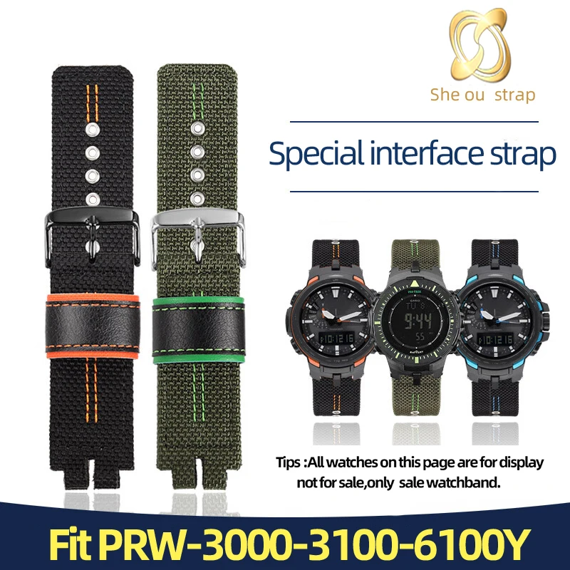 24mm Canvas Watch Strap For Casio PROTREK PRW3000/3100YT/6000/6100Y Soft Black Green Watch Accessories
24mm Canvas Watch Strap For Casio PROTREK PRW3000/3100YT/6000/6100Y Soft Black Green Watch Accessories