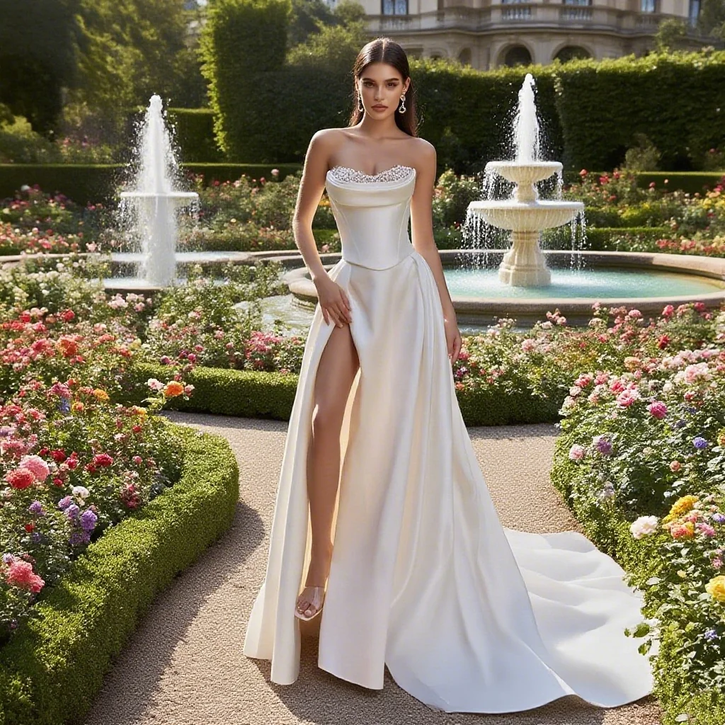 Simple Wedding Dresses Bridal Gowns Sweetheart Neck High Split Vestidos De Noiva bride Wedding Dresses Customized
Simple Wedding Dresses Bridal Gowns Sweetheart Neck High Split Vestidos De Noiva bride Wedding Dresses Customized