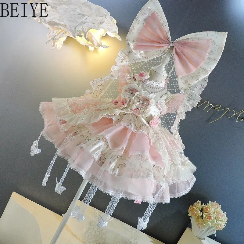 Lolita Butterfly Fairy Girls Princess Dress New Flower Girls Fashion Style Birthday Dress Children Pink Color Floral Print Dress
Lolita Butterfly Fairy Girls Princess Dress New Flower Girls Fashion Style Birthday Dress Children Pink Color Floral Print Dress