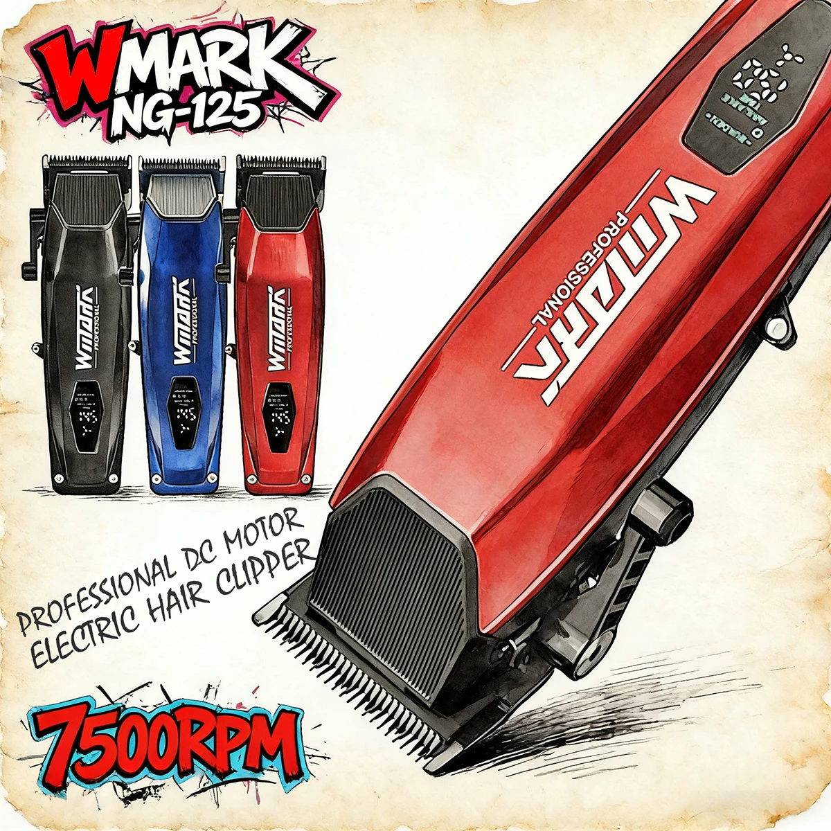 WMARK NG-125 Professional Electric Hair Clipper 7500RPM Hair Trimmer for Man DLC Fixed Blade Ceramic Moving Blade Cutt Machine
WMARK NG-125 Professional Electric Hair Clipper 7500RPM Hair Trimmer for Man DLC Fixed Blade Ceramic Moving Blade Cutt Machine