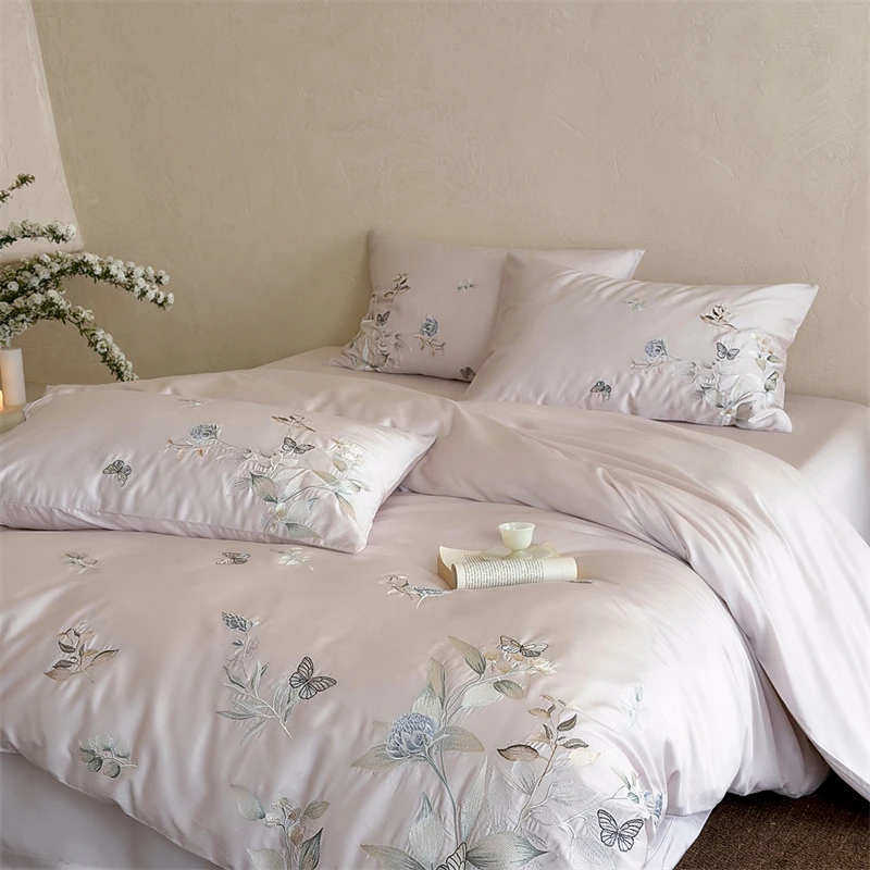 600TC Lyocell Cotton Luxury Bedding Set Butterfly Floral Embroidery Silky Soft Duvet Cover Flat/Fitted Bed Sheet Pillowcase 4Pcs
600TC Lyocell Cotton Luxury Bedding Set Butterfly Floral Embroidery Silky Soft Duvet Cover Flat/Fitted Bed Sheet Pillowcase 4Pcs