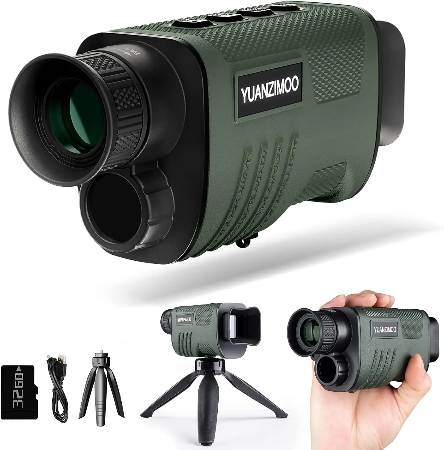 Night Vision Monocular with 8X Digital Zoom, 984ft Range, 2000mAh Battery, 32GB SD Card, Tripod for Hunting Camping
Night Vision Monocular with 8X Digital Zoom, 984ft Range, 2000mAh Battery, 32GB SD Card, Tripod for Hunting Camping