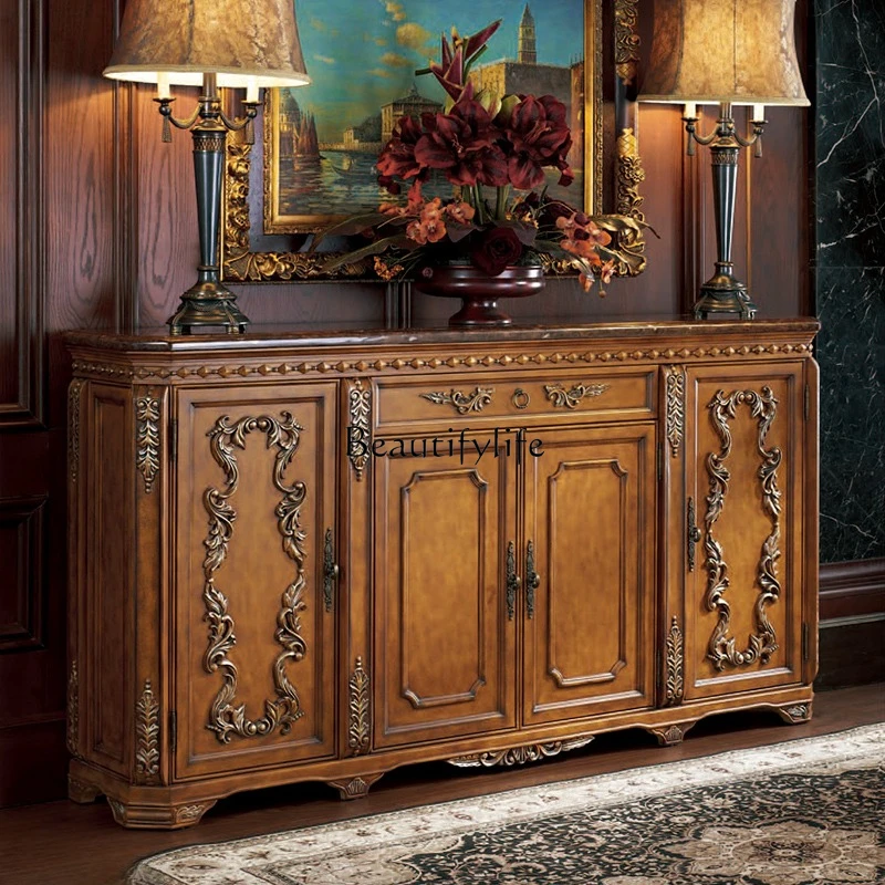 European-style side cabinet, all solid wood storage, storage partition, entrance cabinet backrest
European-style side cabinet, all solid wood storage, storage partition, entrance cabinet backrest