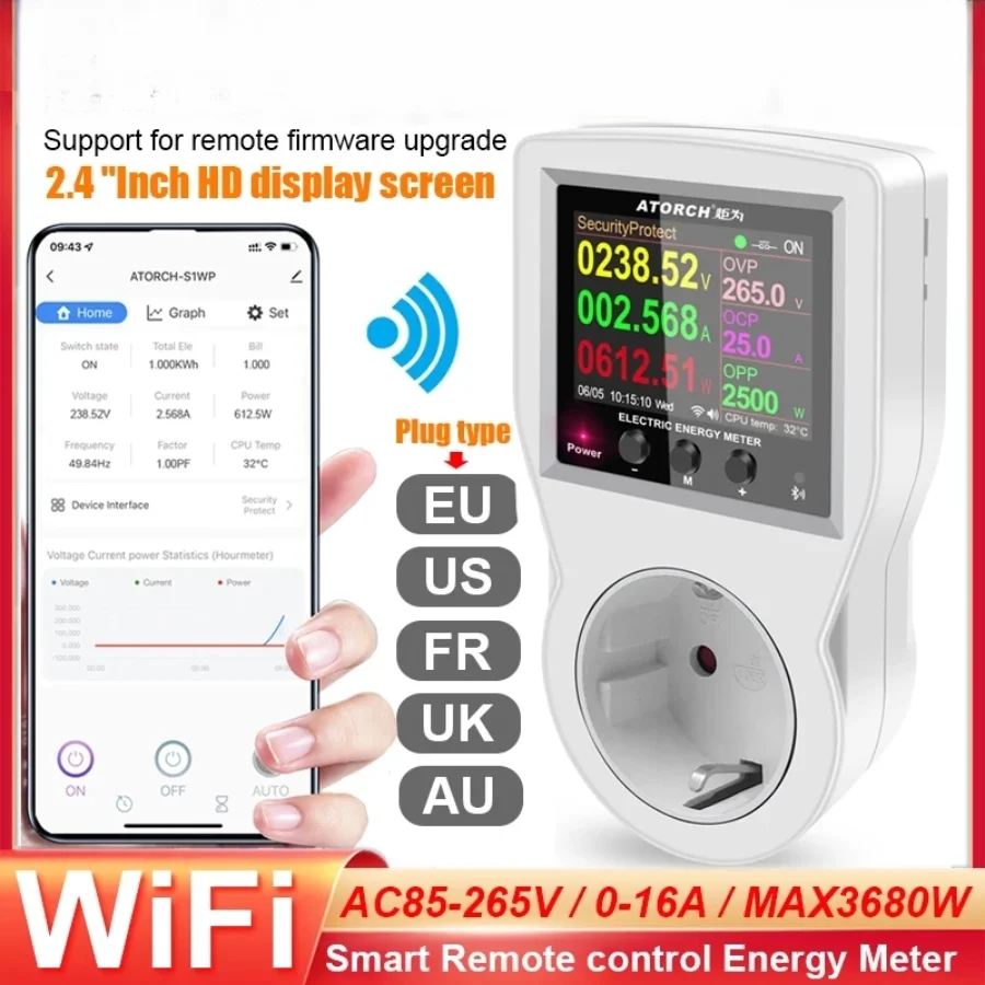 Умная Wi-Fi розетка Tuya Smart Life 220В с цифровым измерителем частоты, энергии и времени, контроллером мощности, дистанционным выключателем и счетчиком электроэнергии (Ампер, кВтч)
Умная Wi-Fi розетка Tuya Smart Life 220В с цифровым измерителем частоты, энергии и времени, контроллером мощности, дистанционным выключателем и счетчиком электроэнергии (Ампер, кВтч)