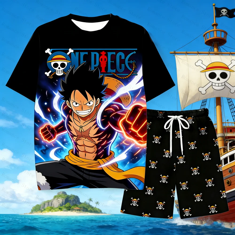 Новый пижамный комплект One Piece с Луффи, пижама с изображением черепа, футболка и шорты для мужчин, женские футболки, летний детский комплект
Новый пижамный комплект One Piece с Луффи, пижама с изображением черепа, футболка и шорты для мужчин, женские футболки, летний детский комплект