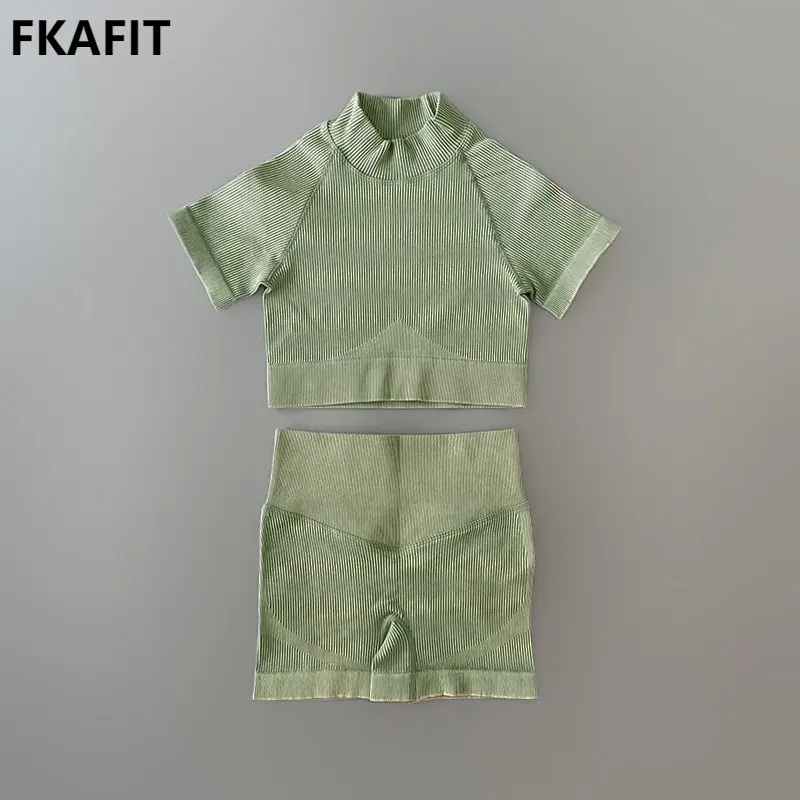 Seamless High Collar Sport Set Women Short Sleeve Crop Top T-Shirt High Waist Shorts Yoga Set Workout Fitness Suits Activewear
Seamless High Collar Sport Set Women Short Sleeve Crop Top T-Shirt High Waist Shorts Yoga Set Workout Fitness Suits Activewear