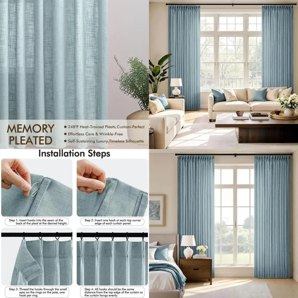 Soft Linen Blue Curtains, 96 Length, 2-Panel Set for Bedrooms & Living Rooms, Semi-Sheer, Dusty Blue Textured Drapes with Back T
Soft Linen Blue Curtains, 96 Length, 2-Panel Set for Bedrooms & Living Rooms, Semi-Sheer, Dusty Blue Textured Drapes with Back T