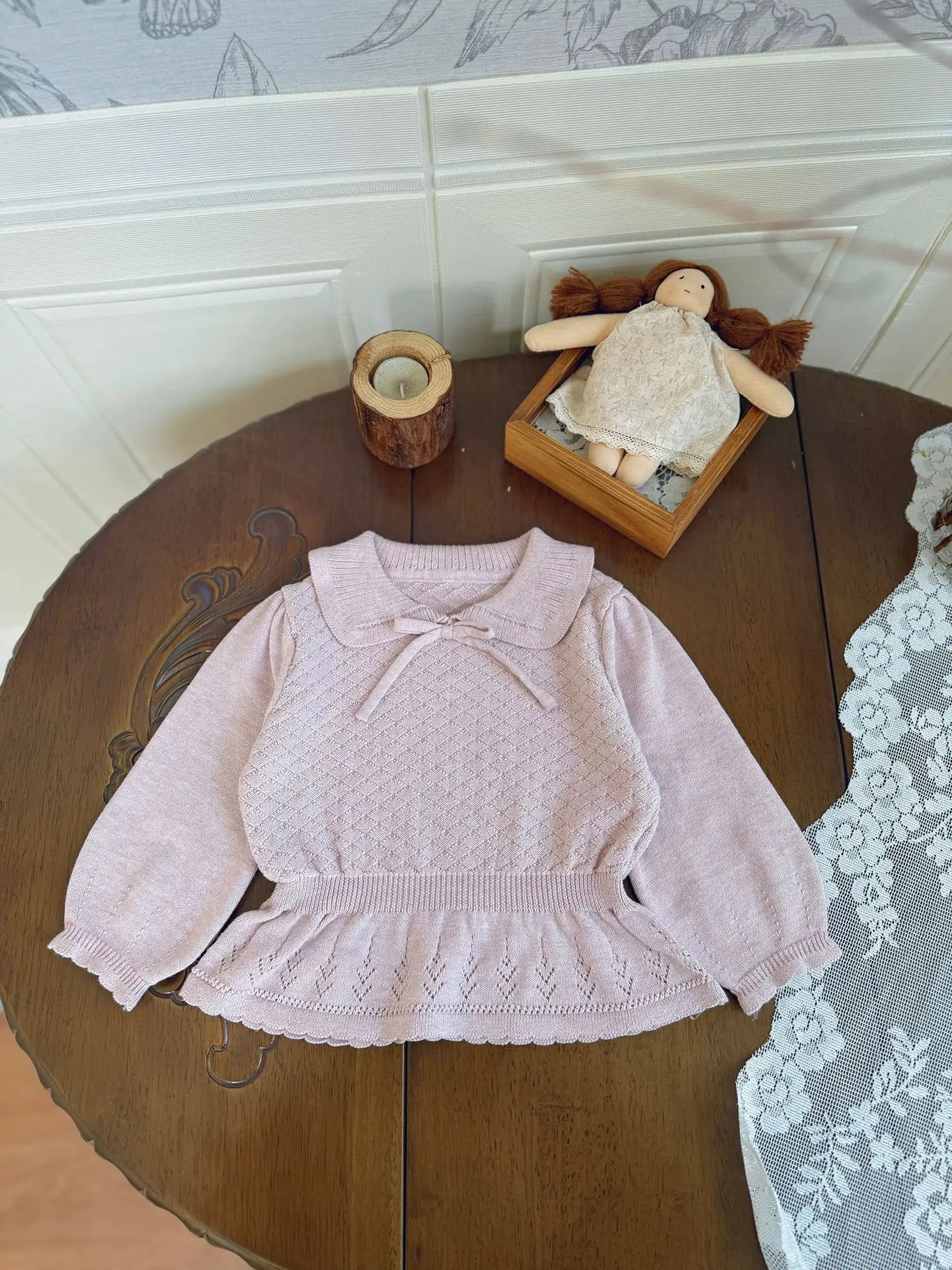 2026 Spring Gentle Style Girls Knit Blouse Peter Pan Collar Bow Tie Waisted Top Blue Puff Sleeve Children Sweater
2026 Spring Gentle Style Girls Knit Blouse Peter Pan Collar Bow Tie Waisted Top Blue Puff Sleeve Children Sweater