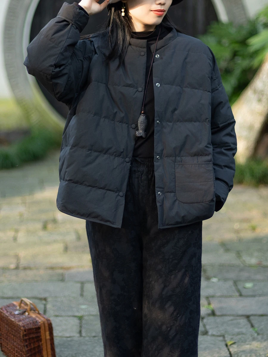 Jiangnan White Goose down Jaet Casual Loose Stand Collar Commute Simple Design Bla Women's Puffer Coat Thiened Long Sve
Jiangnan White Goose down Jaet Casual Loose Stand Collar Commute Simple Design Bla Women's Puffer Coat Thiened Long Sve