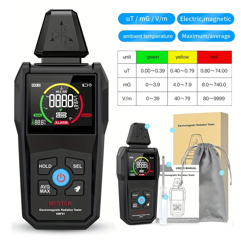 EMF01 Electromagnetic Radiation Detector High Precision EMF Meter Household Electromagnetic Wave Radiation Measuring Instrument
EMF01 Electromagnetic Radiation Detector High Precision EMF Meter Household Electromagnetic Wave Radiation Measuring Instrument