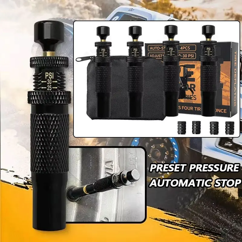 Tire Deflator Auto Air Down Kit 4PCS Screw-on Tyre Air Down Tool For Vehicles Motorcycle Tire Pressure Reduction Tool
Tire Deflator Auto Air Down Kit 4PCS Screw-on Tyre Air Down Tool For Vehicles Motorcycle Tire Pressure Reduction Tool