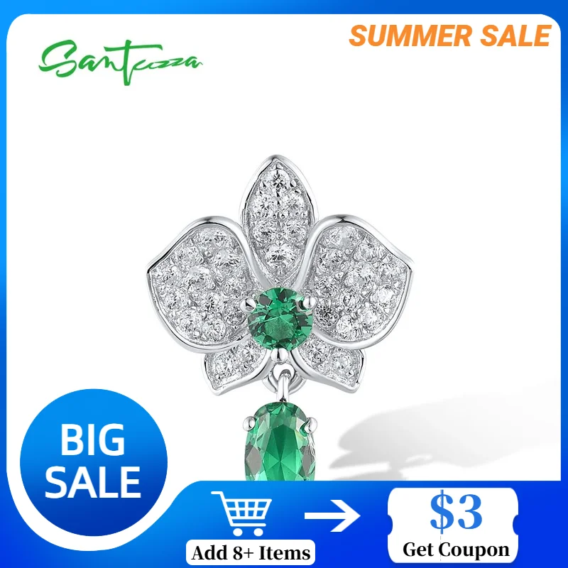 SANTUZZA Pure 925 Sterling Silver Pendant For Women Sparkling Green Spinel White Cubic Zirconia Delicate Fashion Fine Jewelry
SANTUZZA Pure 925 Sterling Silver Pendant For Women Sparkling Green Spinel White Cubic Zirconia Delicate Fashion Fine Jewelry