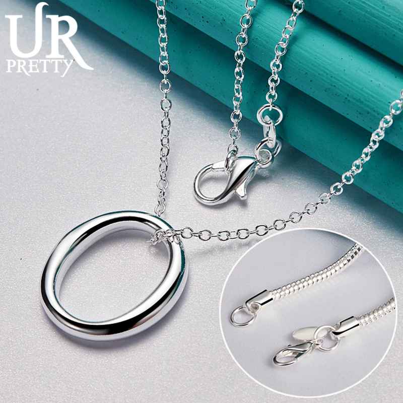 URPRETTY 925 Sterling Silver Smooth Round Circle Pendant Necklace 16/18/20/22/24/26/28/30 Inch Chain For Woman Wedding Jewelry
URPRETTY 925 Sterling Silver Smooth Round Circle Pendant Necklace 16/18/20/22/24/26/28/30 Inch Chain For Woman Wedding Jewelry