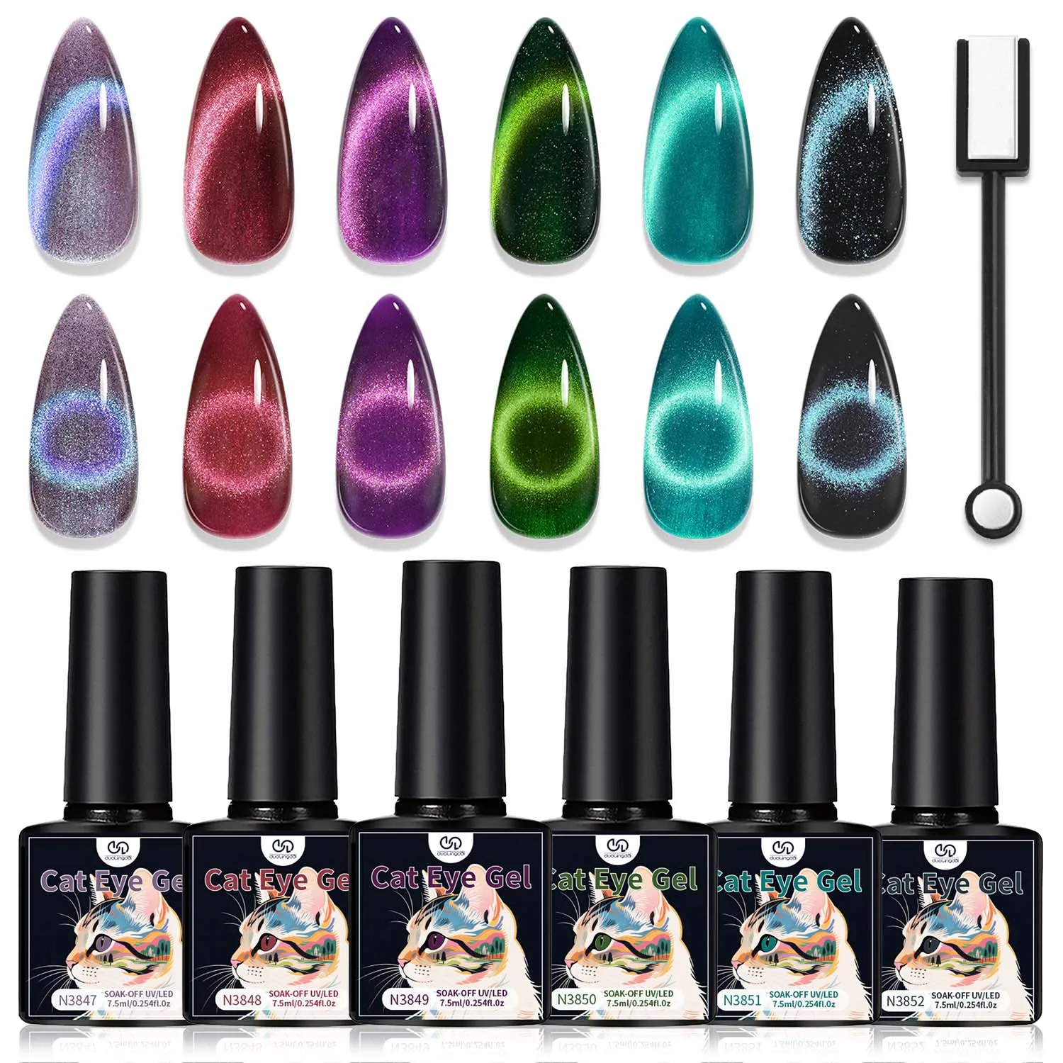 DOULINGDAI Cat Magnetic Eye Gel Nail Polish Glitter Auroras Magnetic Gel Polish Colorful Holographic Cat Magnetic Eye Nail Art Manicure DIY at Home 6PCS 7.5ml ,UV semi permanent gel Valentine's Day gel nail polish set
DOULINGDAI Cat Magnetic Eye Gel Nail Polish Glitter Auroras Magnetic Gel Polish Colorful Holographic Cat Magnetic Eye Nail Art Manicure DIY at Home 6PCS 7.5ml ,UV semi permanent gel Valentine's Day gel nail polish set