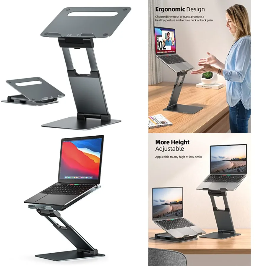 Height Adjustable Laptop Stand for Desk, Dual Foldable Aluminum Computer Riser, Pull Out Design Ergonomic Sit to Notebook Holde
Height Adjustable Laptop Stand for Desk, Dual Foldable Aluminum Computer Riser, Pull Out Design Ergonomic Sit to Notebook Holde