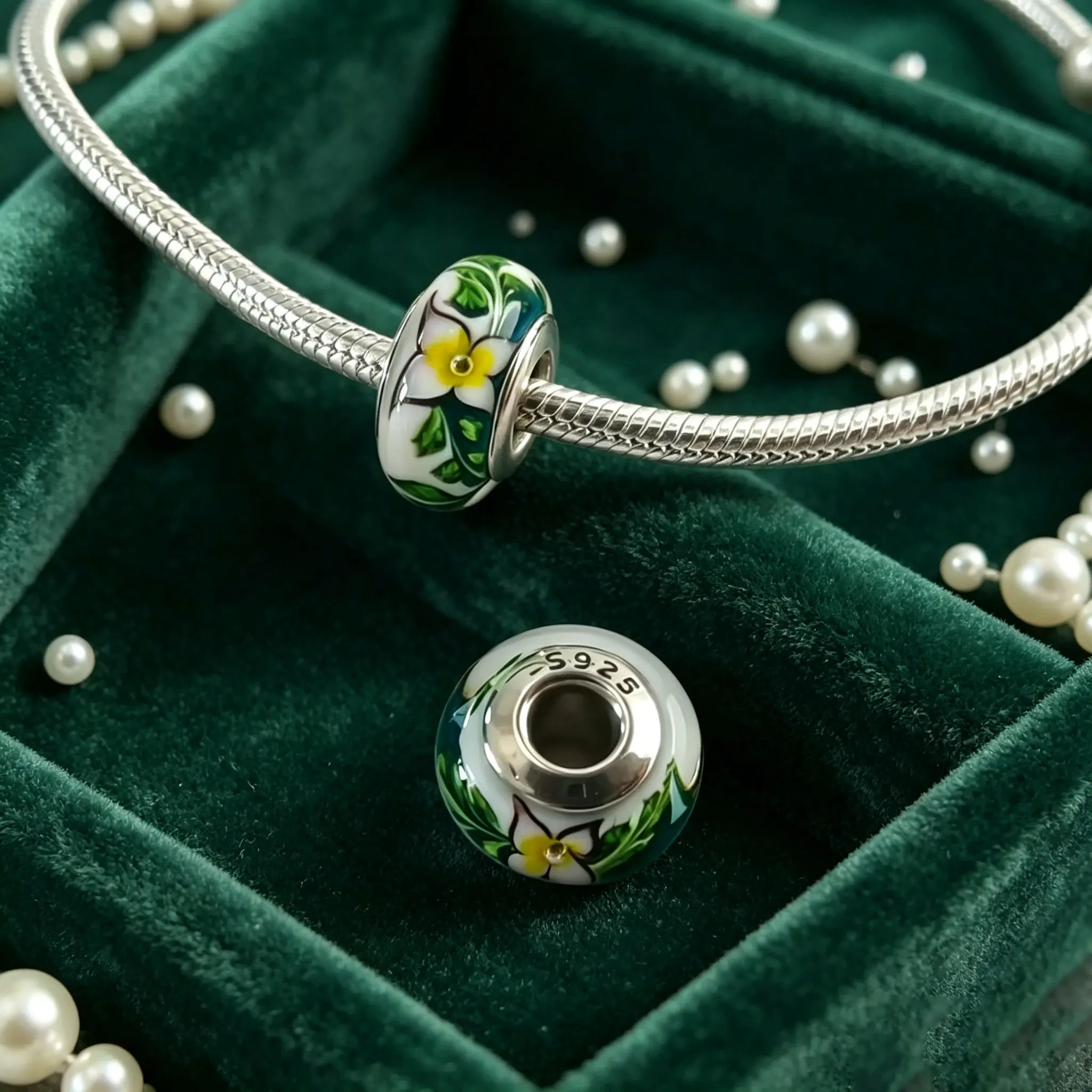Original S925 Silver Floral Murano Glass Charm Bead Fit Snake Chain Bracelet Diy Women Valentine Jewelry Gift
Original S925 Silver Floral Murano Glass Charm Bead Fit Snake Chain Bracelet Diy Women Valentine Jewelry Gift