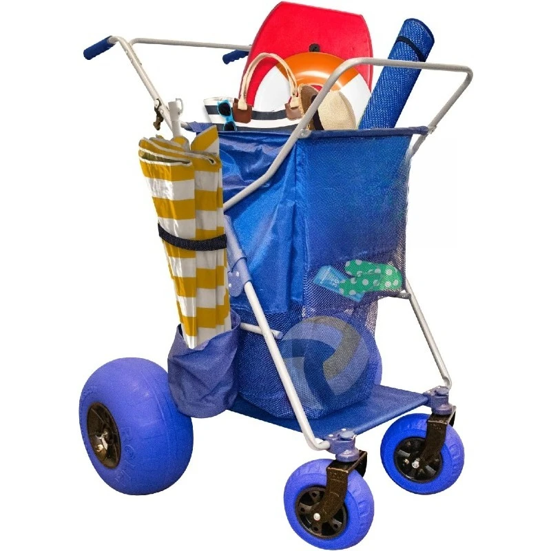 Foldable Storage Wagon with 4 Balloon Wheels, Rear 13 Inch & Front 7 Inch Beach Tires (Pump Included) - Blue
Foldable Storage Wagon with 4 Balloon Wheels, Rear 13 Inch & Front 7 Inch Beach Tires (Pump Included) - Blue