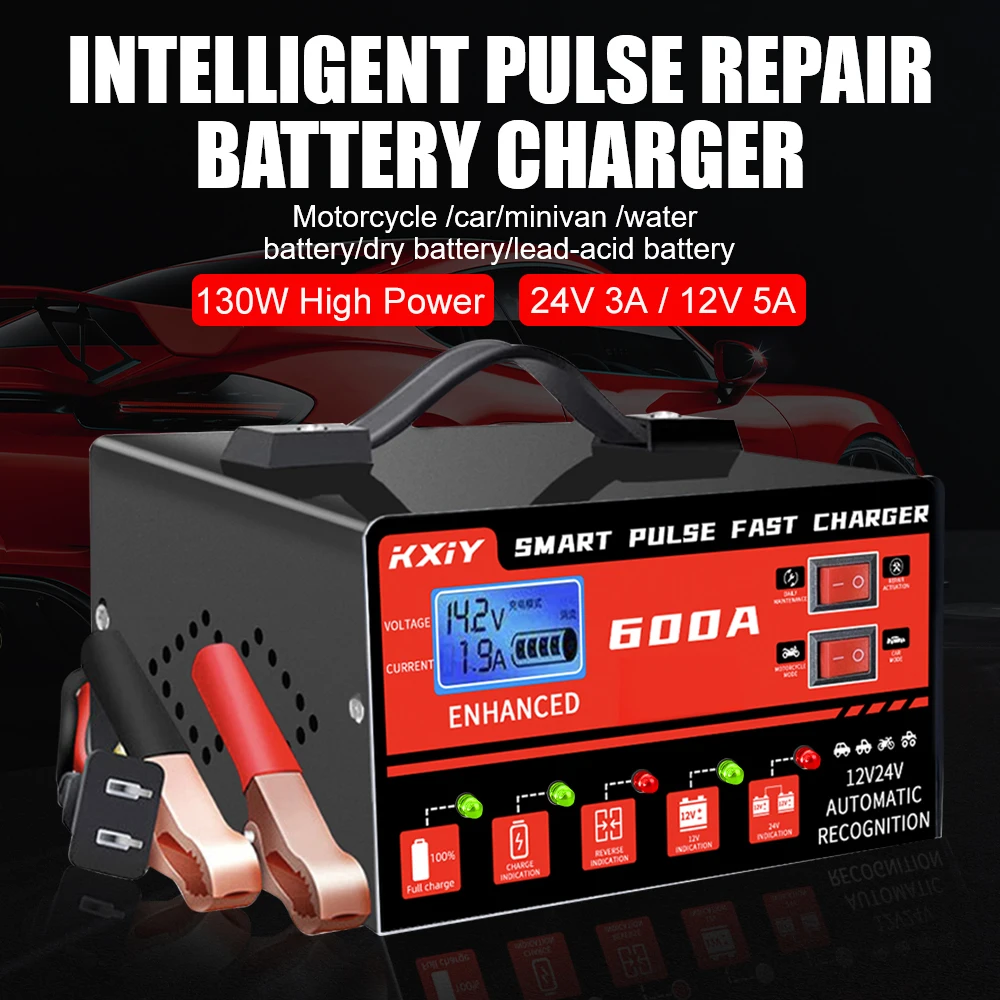 Зарядные устройства для аккумуляторов 12 В, 5 А/24 В, 3 А, цифровое обнаружение напряжения, интеллектуальный импульсный ремонт с переключателем, автомобильные зарядные устройства, 130 Вт
Зарядные устройства для аккумуляторов 12 В, 5 А/24 В, 3 А, цифровое обнаружение напряжения, интеллектуальный импульсный ремонт с переключателем, автомобильные зарядные устройства, 130 Вт