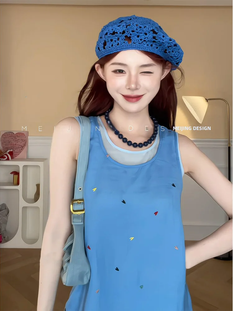 Sweet Heart Print Sleeveless Vest Dress Women's Summer Loose Slimming Dress Cleanfit Style Polyester Fiber Printed Skirt
Sweet Heart Print Sleeveless Vest Dress Women's Summer Loose Slimming Dress Cleanfit Style Polyester Fiber Printed Skirt