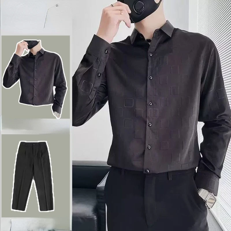 Men 2 Pcs Sets Solid Color Streetwear Korean Lapel Long Sleeve Button Shirt Shorts 2023 Business Fashion Casual Suits Men D113
Men 2 Pcs Sets Solid Color Streetwear Korean Lapel Long Sleeve Button Shirt Shorts 2023 Business Fashion Casual Suits Men D113