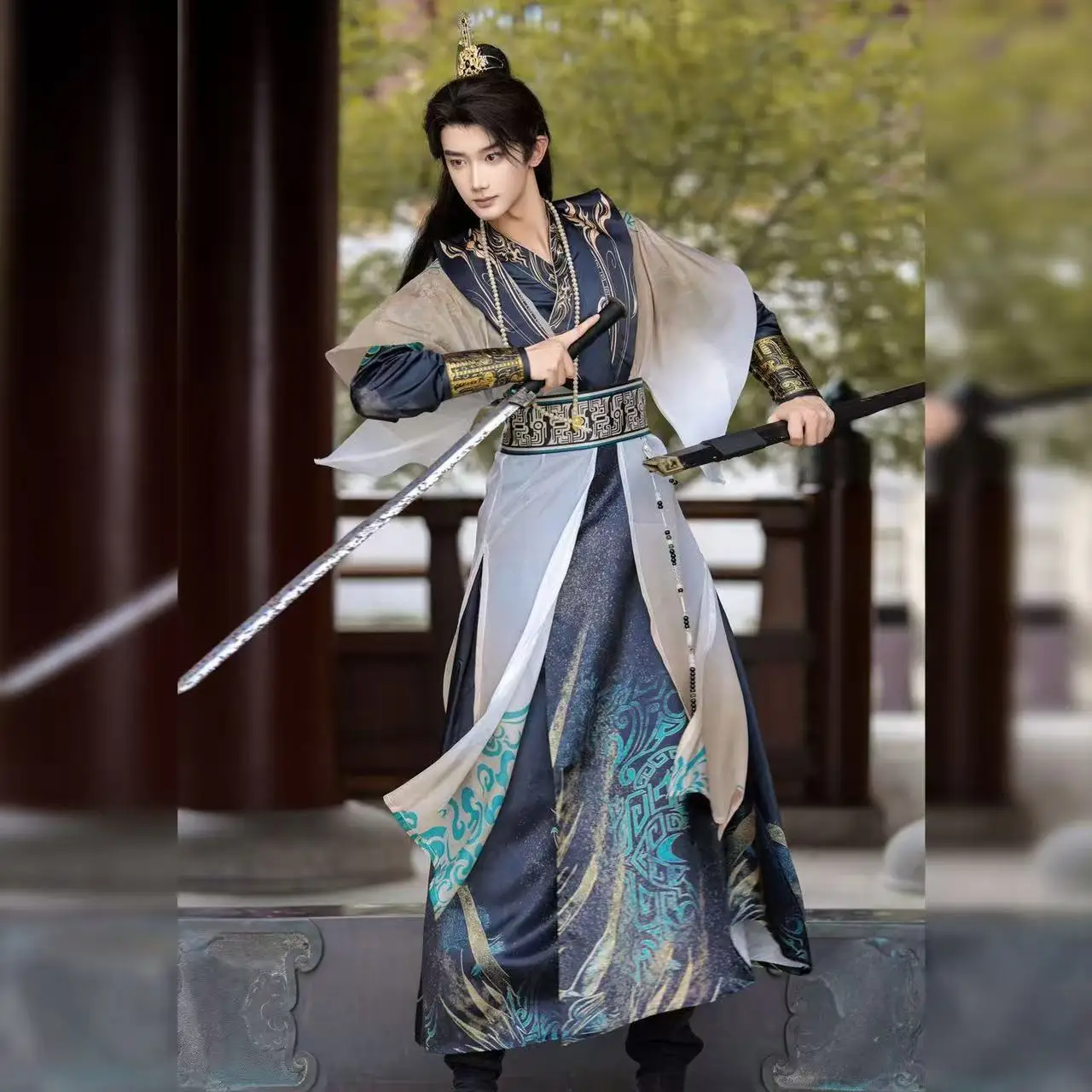 Traditional Chinese Cross Collar Power Cosplay Costume Prince Original Hanfu Ancient Bronze Ware Elements Wuxia Martial Clothing
Traditional Chinese Cross Collar Power Cosplay Costume Prince Original Hanfu Ancient Bronze Ware Elements Wuxia Martial Clothing