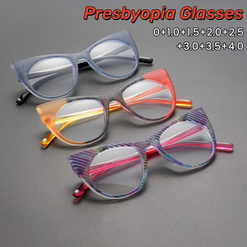 Trendy Cat-eye Frame Color Splicing High-definition Reading Glasses Luxury Designer Blue Light Blocking Eye Protection 0 To +4.0 
Trendy Cat-eye Frame Color Splicing High-definition Reading Glasses Luxury Designer Blue Light Blocking Eye Protection 0 To +4.0