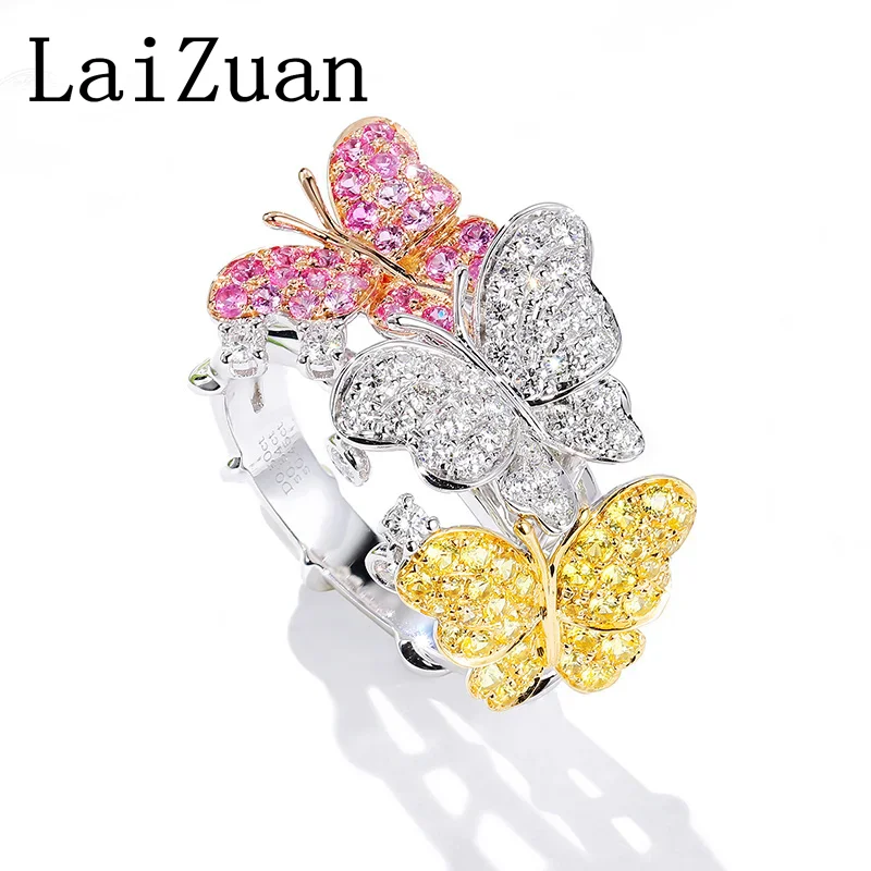 LaiZuan Solid 18k au750 White Gold H/SI Natural Diamonds Ring Beautiful Color Sapphire Luxury Trendy Women Butterfly Ring Custom
LaiZuan Solid 18k au750 White Gold H/SI Natural Diamonds Ring Beautiful Color Sapphire Luxury Trendy Women Butterfly Ring Custom