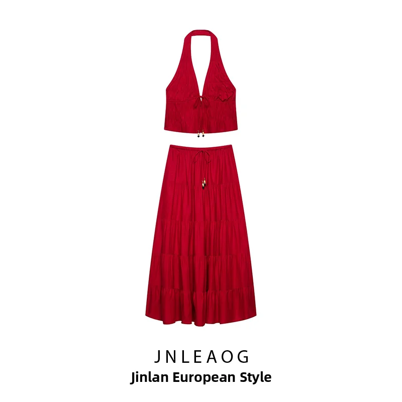 Fashionable Summer New Arrival Women's Midi Skirt Neck Hanging Top JNLEAOG Stylish Ensemble Autumn Suitable Two-Piece Set
Fashionable Summer New Arrival Women's Midi Skirt Neck Hanging Top JNLEAOG Stylish Ensemble Autumn Suitable Two-Piece Set