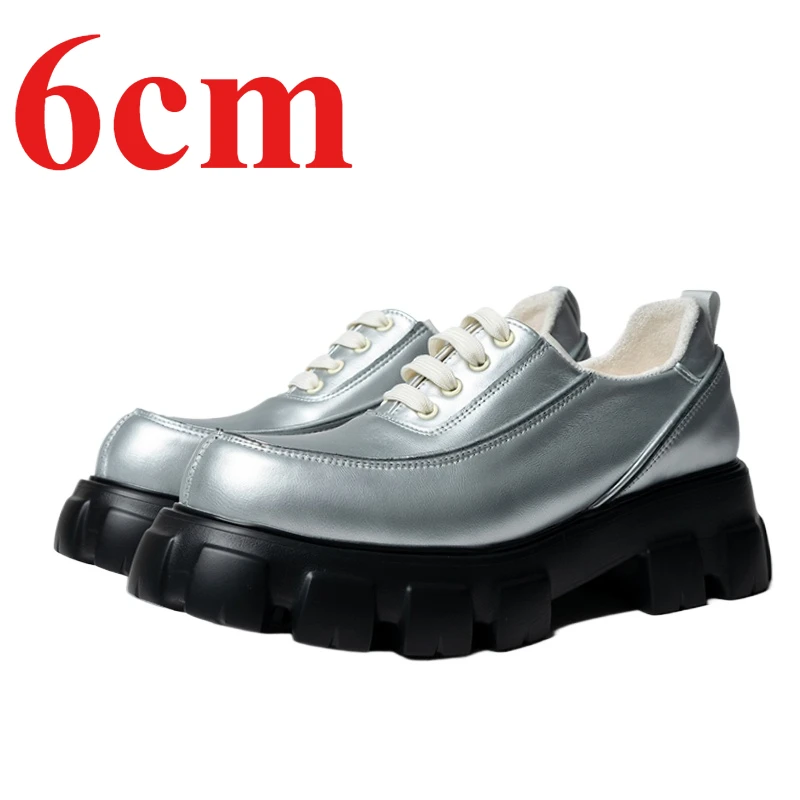 Silver Derby Shoes for Men's Increase 6cm Genuine Leather Comfortable Breathable Casual Sports Heightening Elevated Wedding Shoe
Silver Derby Shoes for Men's Increase 6cm Genuine Leather Comfortable Breathable Casual Sports Heightening Elevated Wedding Shoe