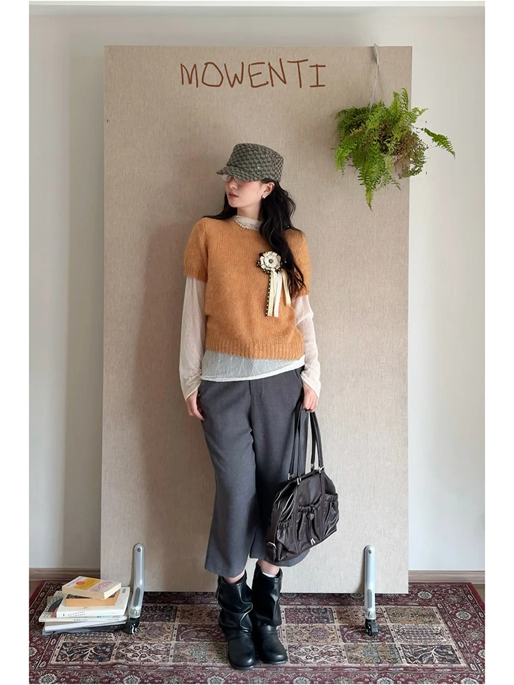 MOWENTI однотонный дизайн, костюмные брюки, повседневные женские прямые брюки с высокой талией, осенняя коллекция на семь футов
MOWENTI однотонный дизайн, костюмные брюки, повседневные женские прямые брюки с высокой талией, осенняя коллекция на семь футов