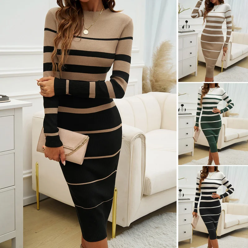 New European and American Hot2025Autumn Winter Women's Fashion Elegant Color Block Long Sleeve Dress
New European and American Hot2025Autumn Winter Women's Fashion Elegant Color Block Long Sleeve Dress