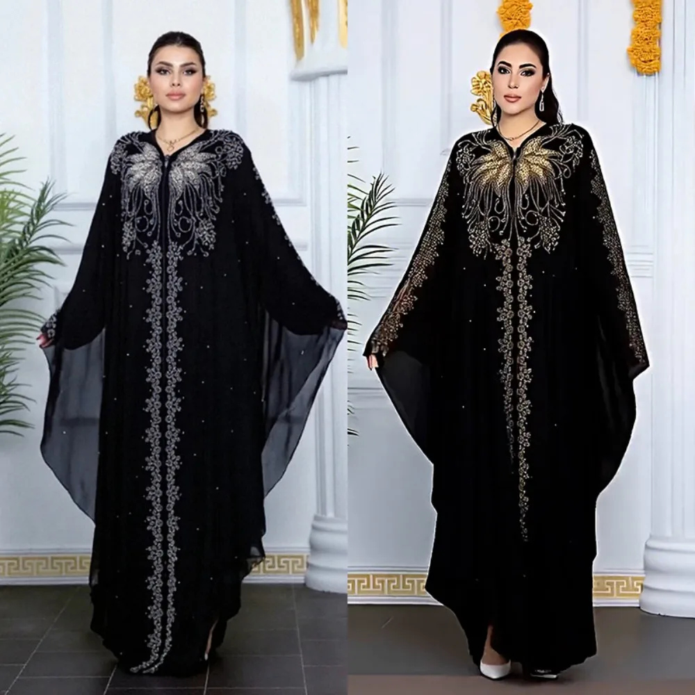 Eid Muslim Dress Women Bat Sleeve Abaya Diamond Jalabiya Morocco Caftan Party Dresses Dubai Abayas Kaftan Vestidos Long Robe
Eid Muslim Dress Women Bat Sleeve Abaya Diamond Jalabiya Morocco Caftan Party Dresses Dubai Abayas Kaftan Vestidos Long Robe