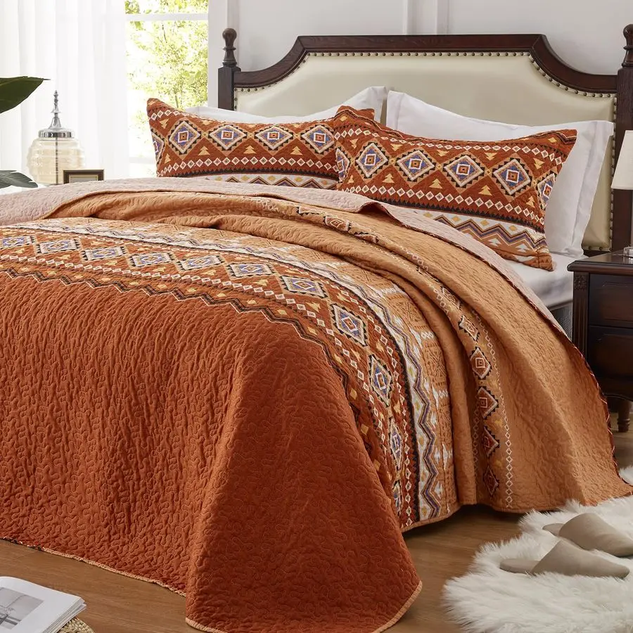 Pieces Quilt Set King Size Bedspread Burnt Orange Rust Coverlet Lightweight Summer Comforter Microfiber Bohemian Bedding Set for
Pieces Quilt Set King Size Bedspread Burnt Orange Rust Coverlet Lightweight Summer Comforter Microfiber Bohemian Bedding Set for
